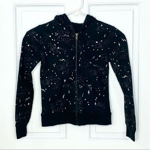 Full Tilt Black Lightning Zip Up Hoodie - Girls S
